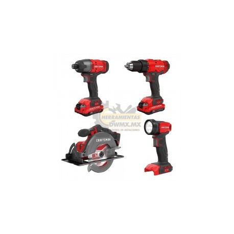 Kit Combinado de 4 Herramientas Inalámbricas 20V MÁX CRAFTSMAN CMCK401D2